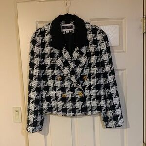 Amanda Smith Black/White Double Breasted Lined Short Blazer sz 10